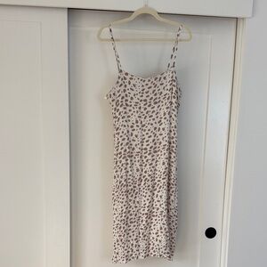 Stylish Spaghetti Strap Dress in Cream and Brown